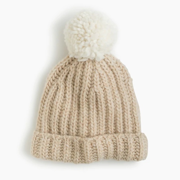 J. Crew Accessories - J. Crew Ribbed Pom-Pom Beanie